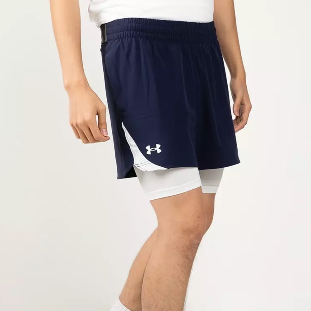 NWT Under Armour Men’s Elevated Woven 2-in-1 Shorts - Navy/White